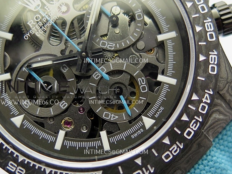 Daytona DIW Carbon Blue Second Hand DIWF Best Edition Skeleton Dial On Blue Nylon Strap SA4130