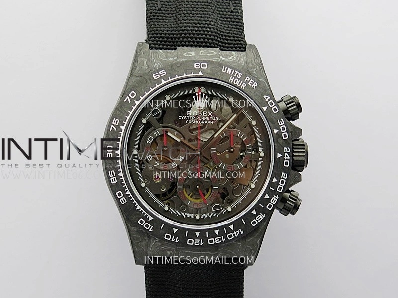 Daytona DIW Carbon Red Second Hand DIWF Best Edition Skeleton Dial On Black Nylon Strap SA4130