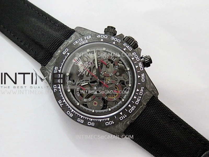 Daytona DIW Carbon Red Second Hand DIWF Best Edition Skeleton Dial On Black Nylon Strap SA4130
