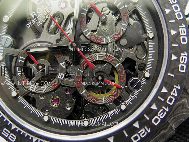 Daytona DIW Carbon Red Second Hand DIWF Best Edition Skeleton Dial On Black Nylon Strap SA4130