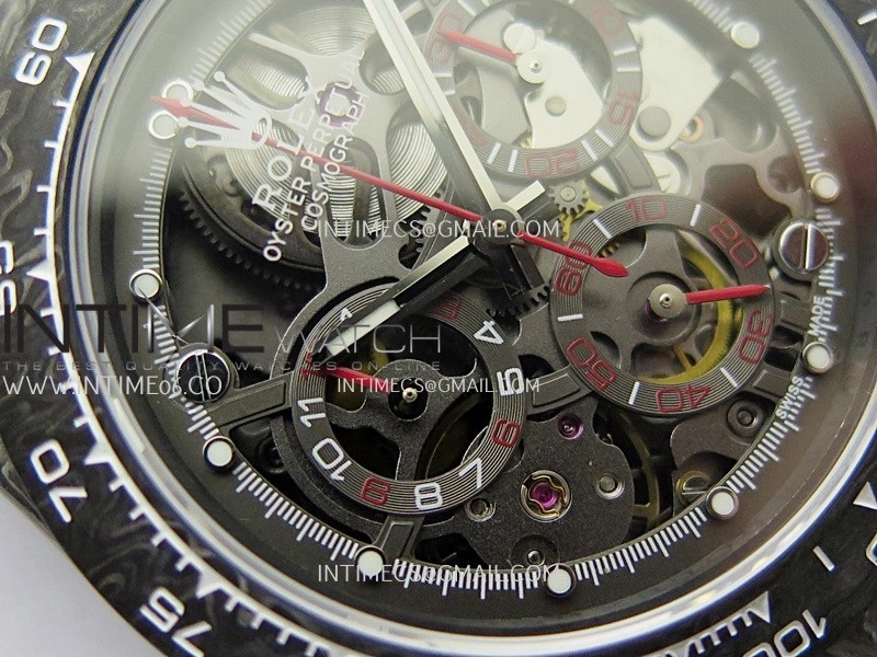 Daytona DIW Carbon Red Second Hand DIWF Best Edition Skeleton Dial On Black Nylon Strap SA4130