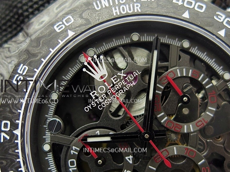Daytona DIW Carbon Red Second Hand DIWF Best Edition Skeleton Dial On Black Nylon Strap SA4130