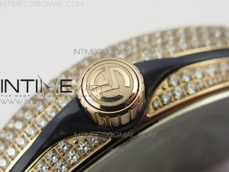 Vanguard V45 RG Full Diamonds Blue Textured Diamonds Markers on Blue Gummy Strap A2813