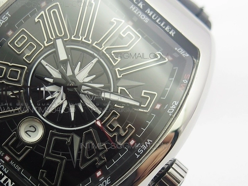 Vanguard V45 SS ABF Best Edition Black Dial Numbers Markers on Black Gummy Strap A2813
