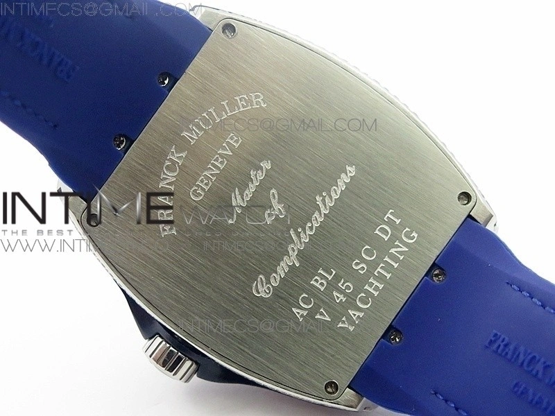 Vanguard V45 SS Full Diamonds Blue Textured Diamonds Markers on Blue Gummy Strap A2813