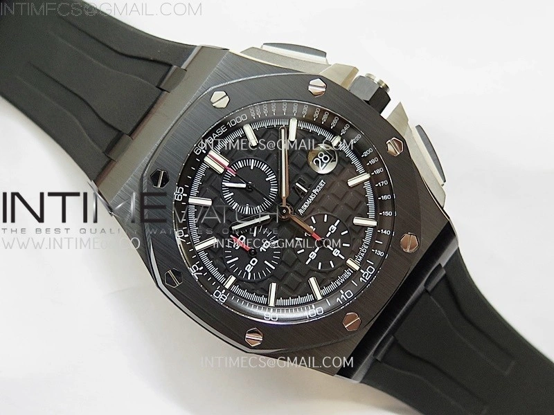 Royal Oak Offshore 44mm Black Ceramic TKF 1:1 Best Edition Black Dial on Black Rubber Strap A3126