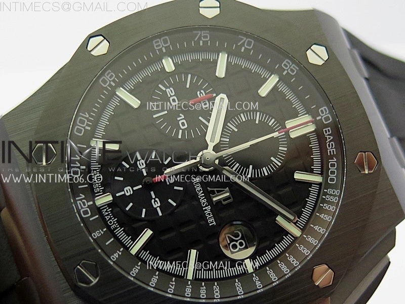 Royal Oak Offshore 44mm Black Ceramic TKF 1:1 Best Edition Black Dial on Black Rubber Strap A3126