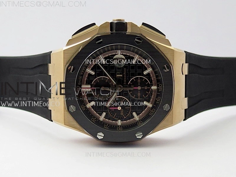 Royal Oak Offshore 44mm RG TKF Best Edition Black Dial Ceramic Bezel on Black Rubber Strap A3126