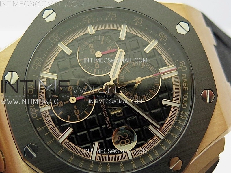 Royal Oak Offshore 44mm RG TKF Best Edition Black Dial Ceramic Bezel on Black Rubber Strap A3126