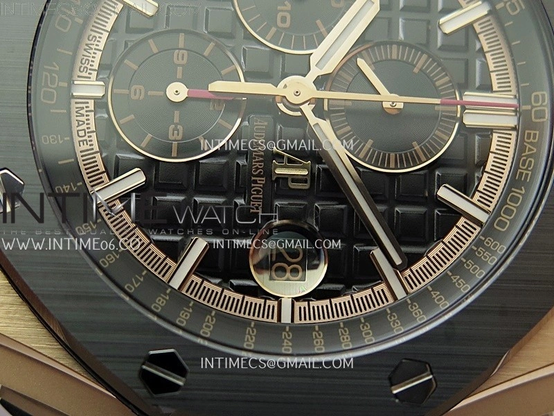 Royal Oak Offshore 44mm RG TKF Best Edition Black Dial Ceramic Bezel on Black Rubber Strap A3126