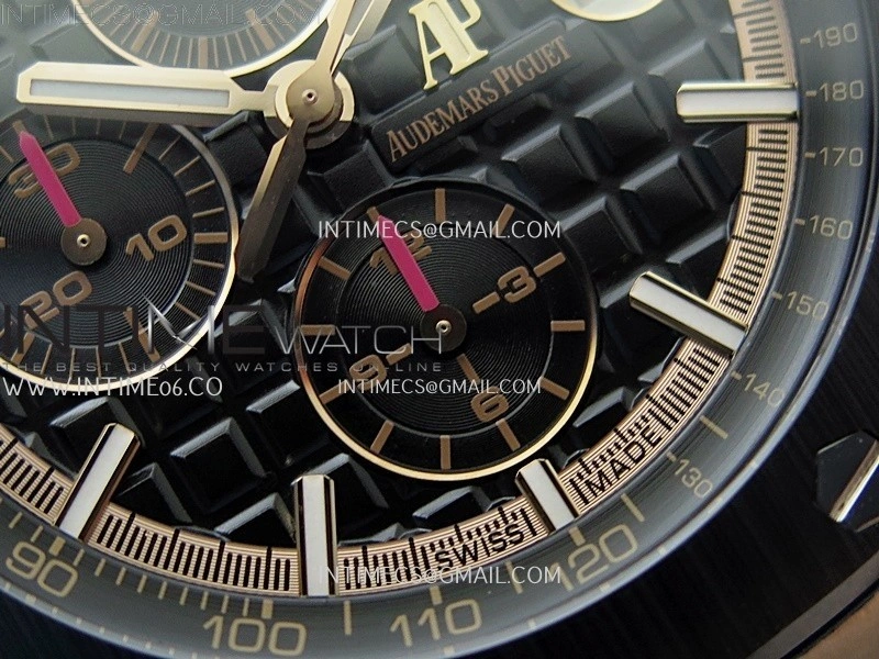 Royal Oak Offshore 44mm RG TKF Best Edition Black Dial Ceramic Bezel on Black Rubber Strap A3126
