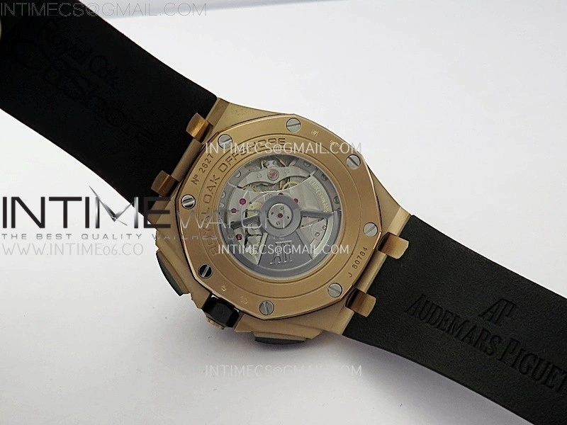 Royal Oak Offshore 44mm RG TKF Best Edition Black Dial Ceramic Bezel on Black Rubber Strap A3126
