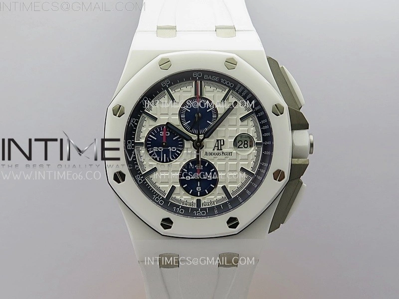 Royal Oak Offshore 44mm White Ceramic TKF 1:1 Best Edition White Dial on White Rubber Strap A3126