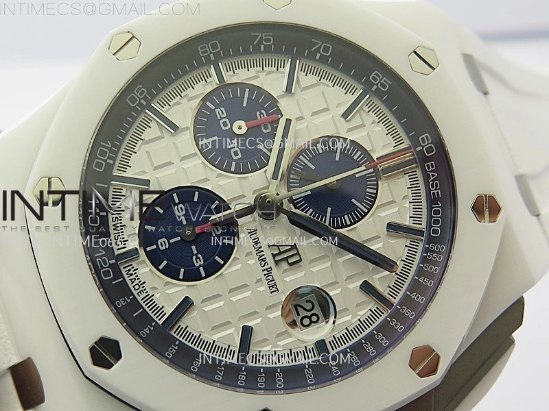 Royal Oak Offshore 44mm White Ceramic TKF 1:1 Best Edition White Dial on White Rubber Strap A3126