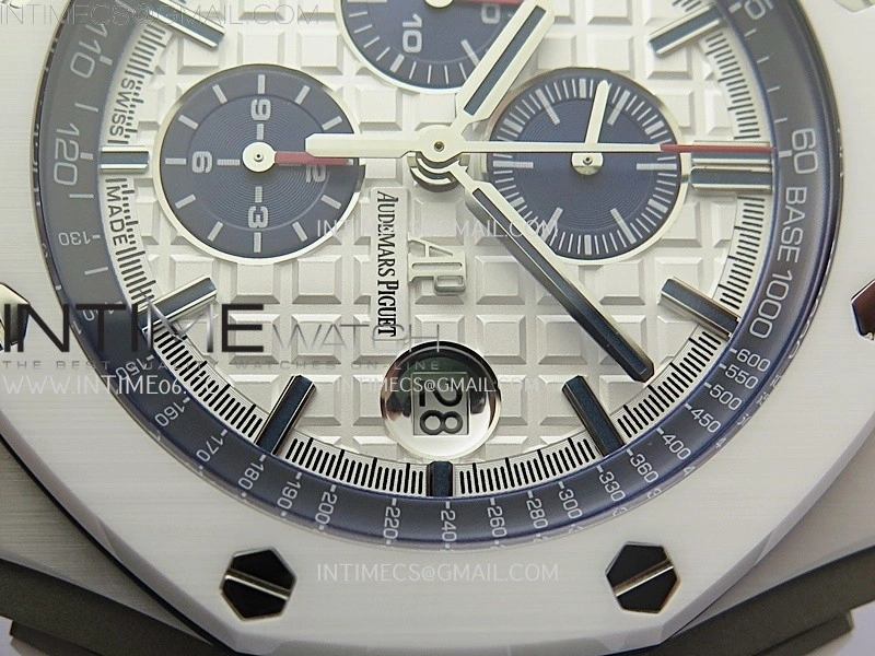 Royal Oak Offshore 44mm White Ceramic TKF 1:1 Best Edition White Dial on White Rubber Strap A3126