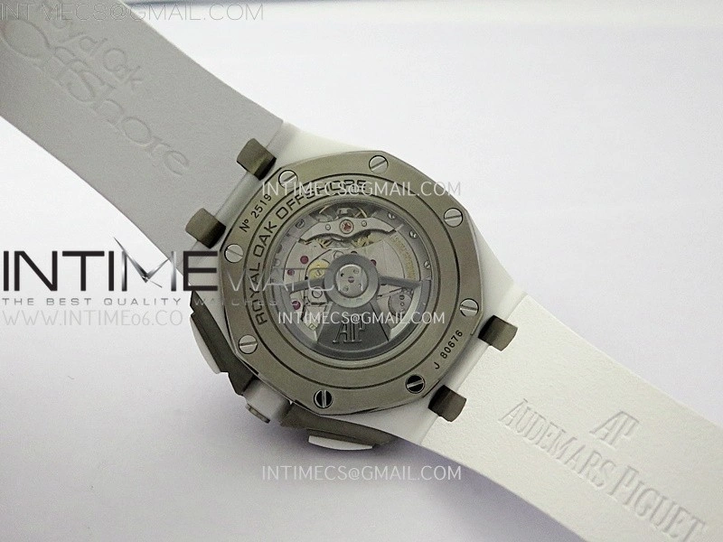 Royal Oak Offshore 44mm White Ceramic TKF 1:1 Best Edition White Dial on White Rubber Strap A3126