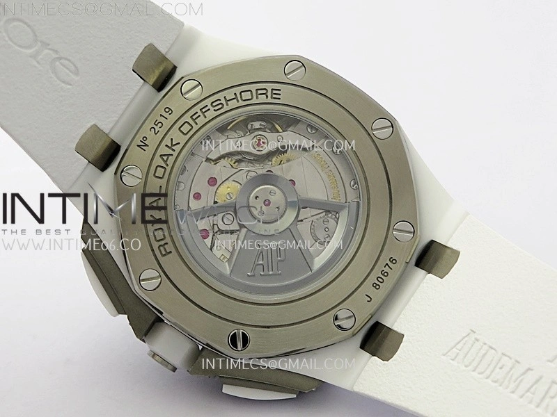 Royal Oak Offshore 44mm White Ceramic TKF 1:1 Best Edition White Dial on White Rubber Strap A3126