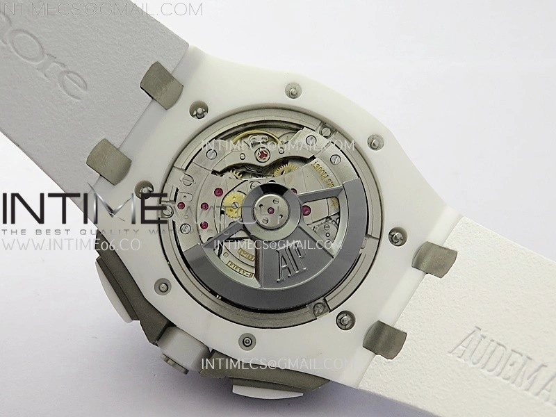 Royal Oak Offshore 44mm White Ceramic TKF 1:1 Best Edition White Dial on White Rubber Strap A3126
