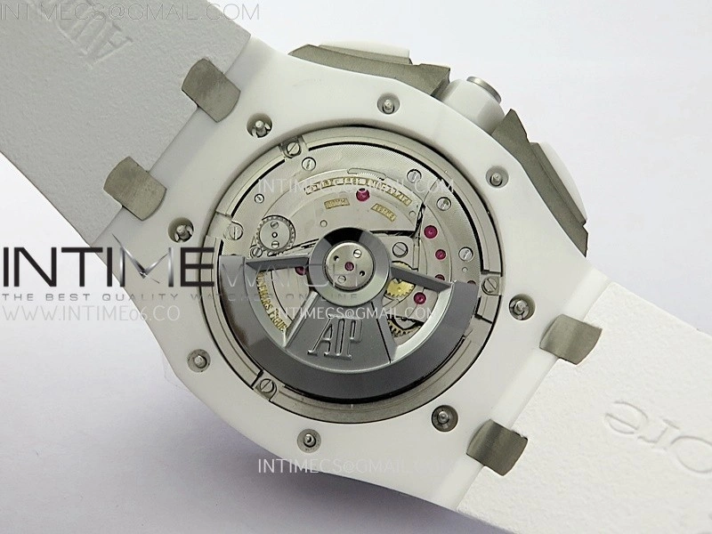 Royal Oak Offshore 44mm White Ceramic TKF 1:1 Best Edition White Dial on White Rubber Strap A3126