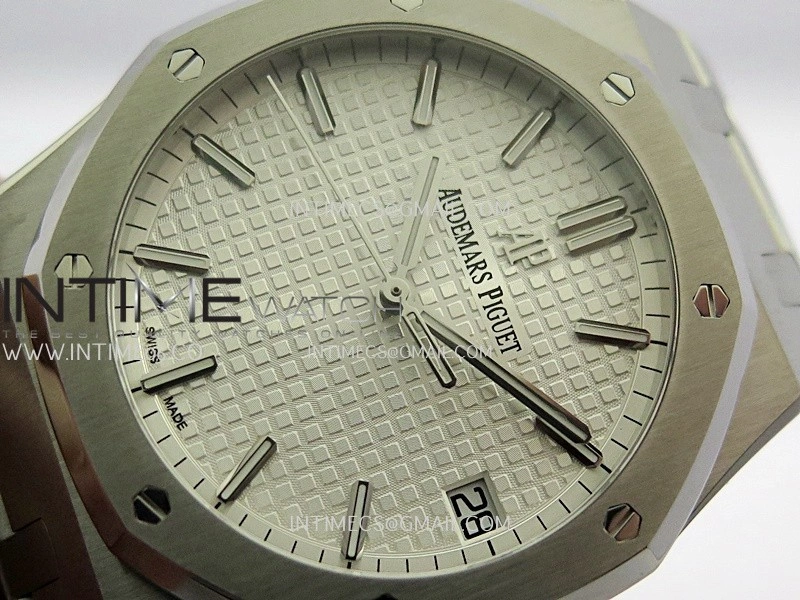 Royal Oak 41mm 15500 SS APSF Free Sprung 1:1 Best Edition Silver Textured Dial On SS Bracelet Super Clone A4302