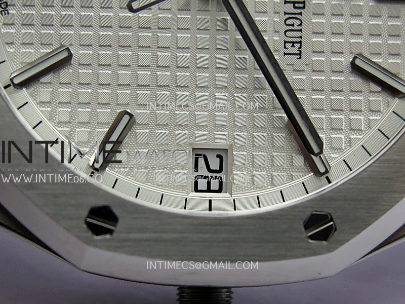 Royal Oak 41mm 15500 SS APSF Free Sprung 1:1 Best Edition Silver Textured Dial On SS Bracelet Super Clone A4302
