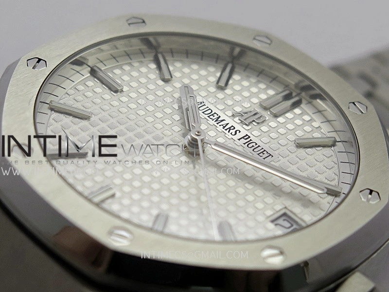 Royal Oak 41mm 15500 SS APSF Free Sprung 1:1 Best Edition Silver Textured Dial On SS Bracelet Super Clone A4302