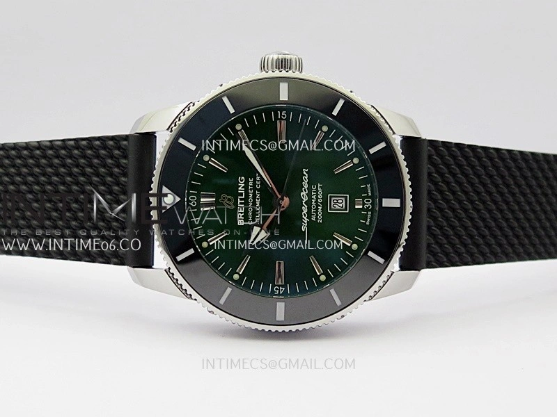 SuperOcean 46mm Green Ceramic Bezel SS B50 1:1 Best Edition Green Dial On Black Rubber Strap A2824