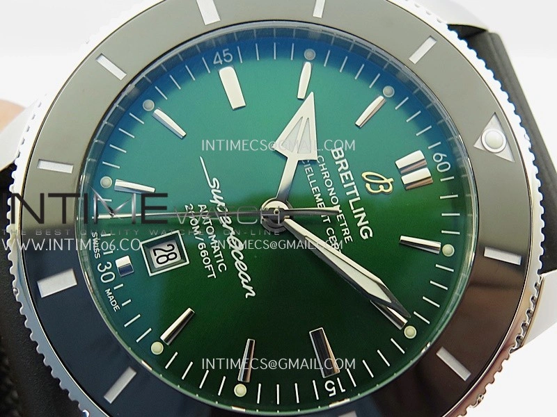 SuperOcean 46mm Green Ceramic Bezel SS B50 1:1 Best Edition Green Dial On Black Rubber Strap A2824