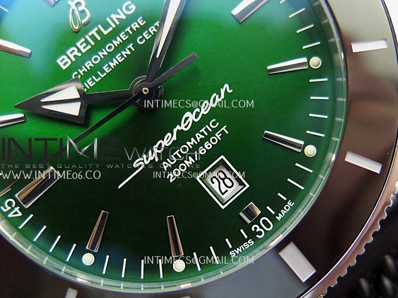 SuperOcean 46mm Green Ceramic Bezel SS B50 1:1 Best Edition Green Dial On Black Rubber Strap A2824