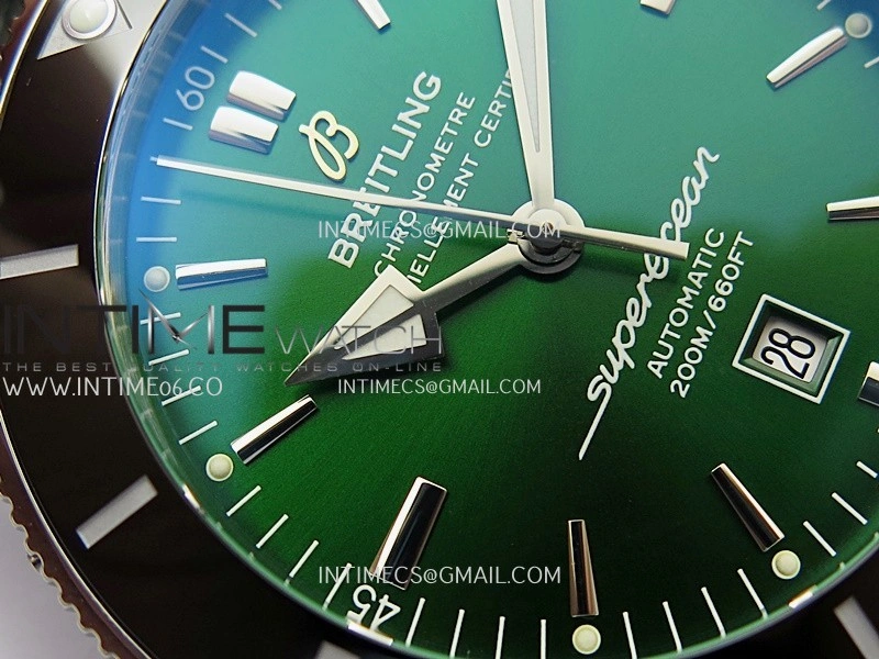 SuperOcean 46mm Green Ceramic Bezel SS B50 1:1 Best Edition Green Dial On Black Rubber Strap A2824