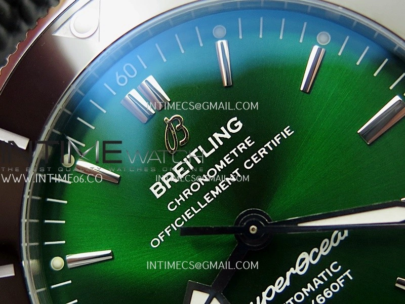 SuperOcean 46mm Green Ceramic Bezel SS B50 1:1 Best Edition Green Dial On Black Rubber Strap A2824