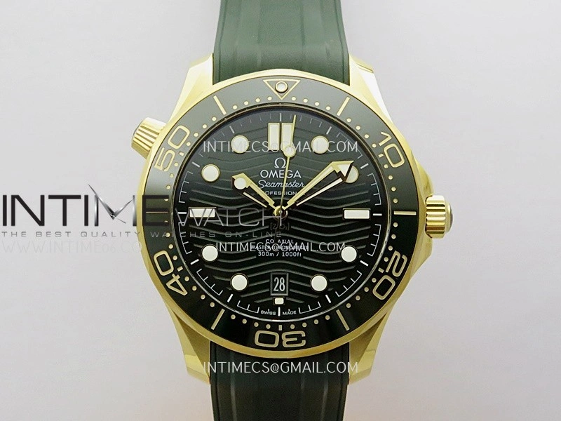 2018 Seamaster Diver 300M Green Ceramic Bezel YG VSF 1:1 Best Edition Green Dial On Green Rubber Strap A8801