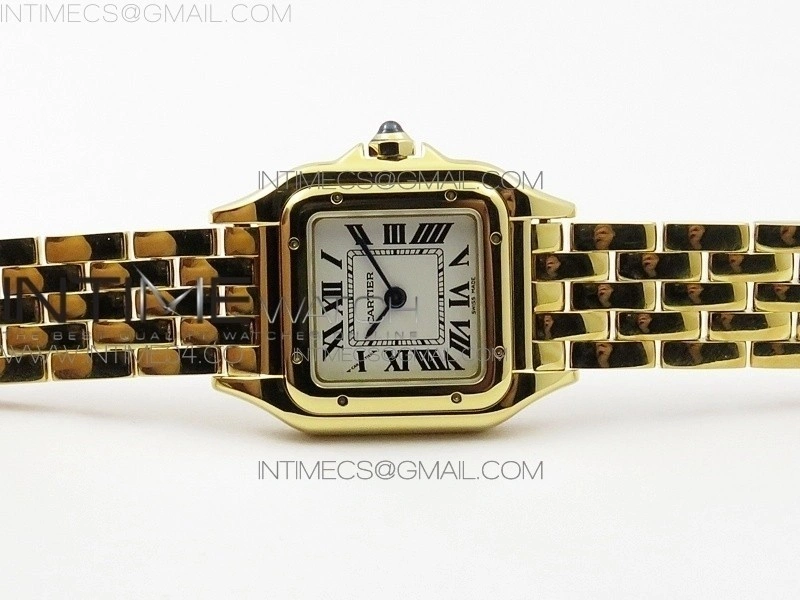 Panthère Secrete Ladies 22mm YG 8848F 1:1 Best Edition White Dial on YG Bracelet Ronda Quartz