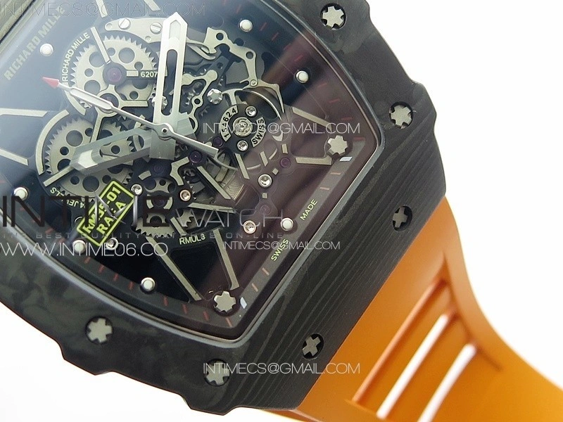 RM035-01 Forged Carbon Case KUF Best Edition Orange Crown on Orange Rubber Strap MIYOTA8215