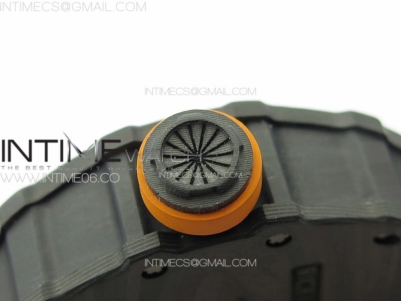 RM035-01 Forged Carbon Case KUF Best Edition Orange Crown on Orange Rubber Strap MIYOTA8215