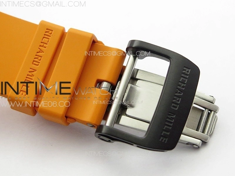 RM035-01 Forged Carbon Case KUF Best Edition Orange Crown on Orange Rubber Strap MIYOTA8215