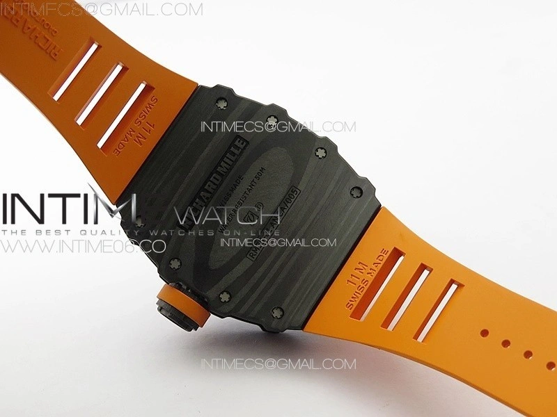RM035-01 Forged Carbon Case KUF Best Edition Orange Crown on Orange Rubber Strap MIYOTA8215