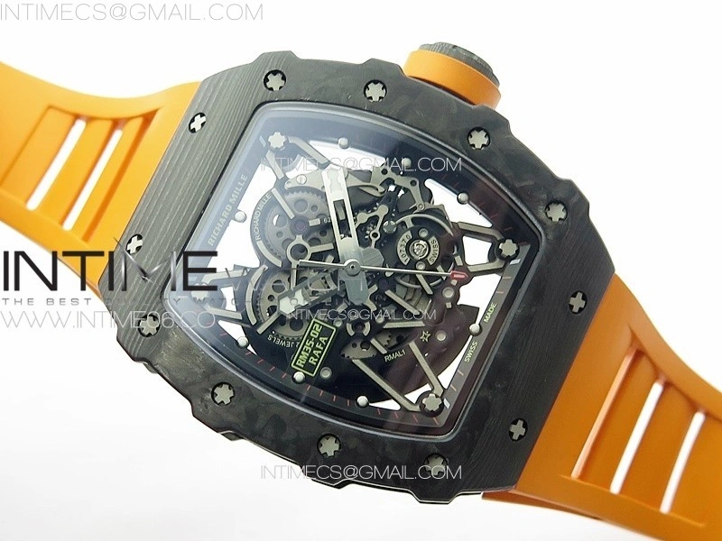 RM035-02 Forged Carbon Case KUF Best Edition Orange Crown on Orange Rubber Strap MIYOTA8215