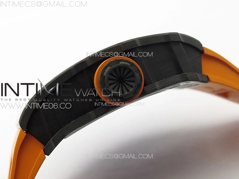 RM035-02 Forged Carbon Case KUF Best Edition Orange Crown on Orange Rubber Strap MIYOTA8215