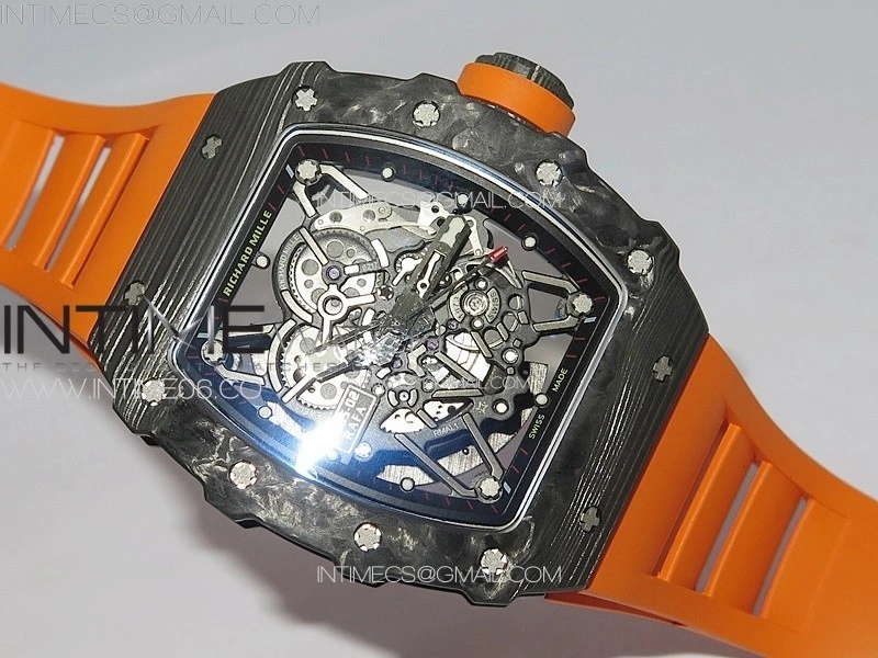 RM035-02 Forged Carbon Case KUF Best Edition Orange Crown on Orange Rubber Strap MIYOTA8215