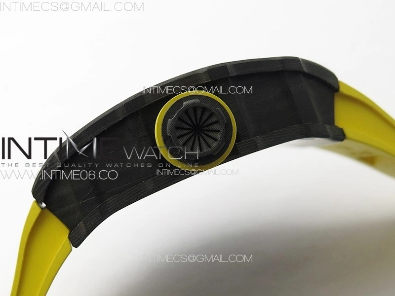 RM035-01 Forged Carbon Case KUF Best Edition Yellow Crown on Yellow Rubber Strap MIYOTA8215