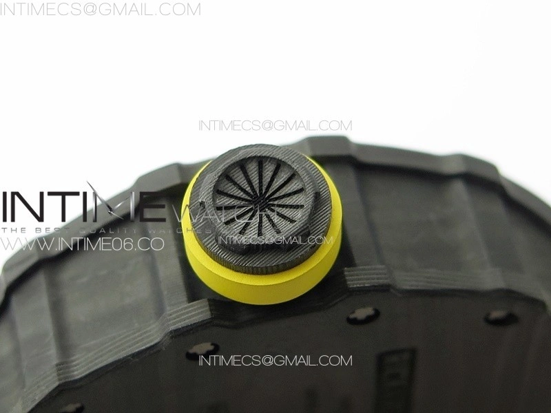 RM035-01 Forged Carbon Case KUF Best Edition Yellow Crown on Yellow Rubber Strap MIYOTA8215
