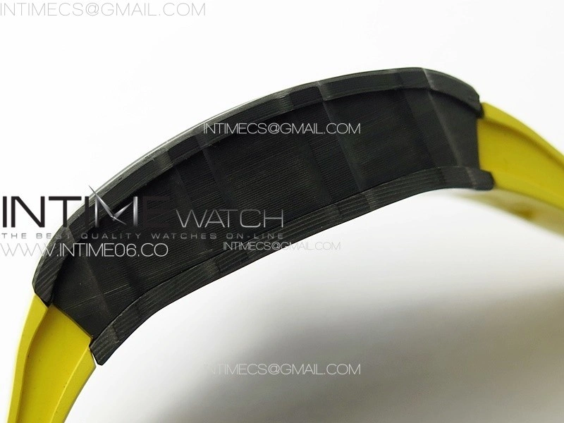 RM035-01 Forged Carbon Case KUF Best Edition Yellow Crown on Yellow Rubber Strap MIYOTA8215