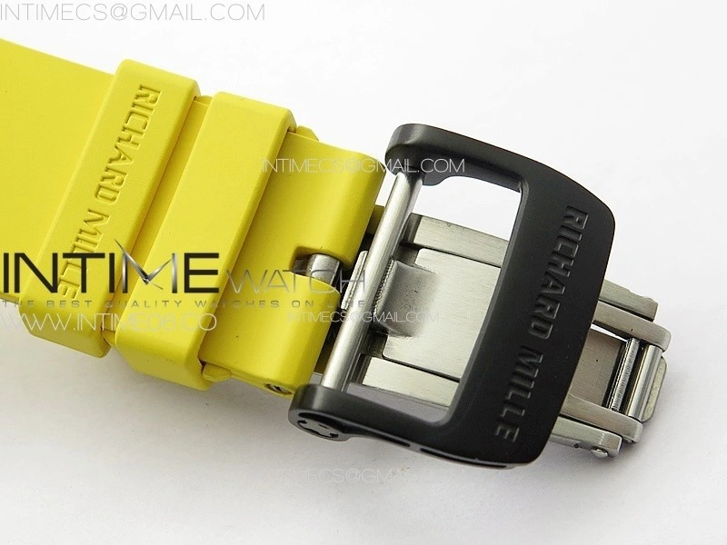 RM035-01 Forged Carbon Case KUF Best Edition Yellow Crown on Yellow Rubber Strap MIYOTA8215