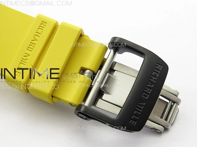 RM035-02 Forged Carbon Case KUF Best Edition Yellow Crown on Yellow Rubber Strap MIYOTA8215