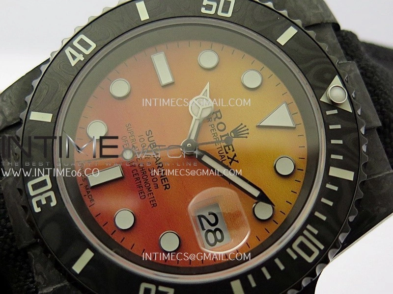 Submariner DIW Black Carbon PPMF Best Edition Orange Dial On Black Nylon Strap SA3135