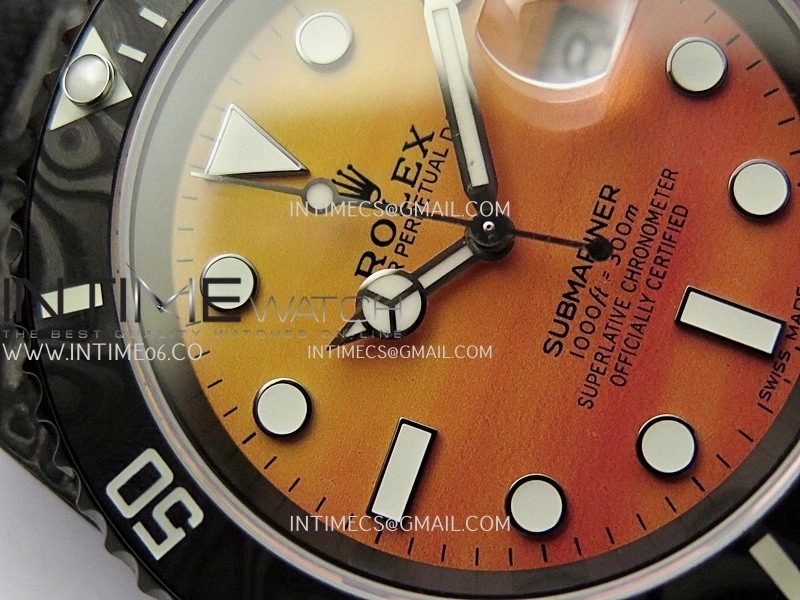Submariner DIW Black Carbon PPMF Best Edition Orange Dial On Black Nylon Strap SA3135