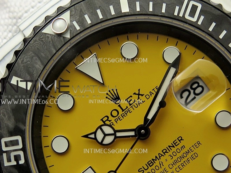 Submariner DIW White Carbon PPMF Best Edition Yellow Dial On White Nylon Strap SA3135