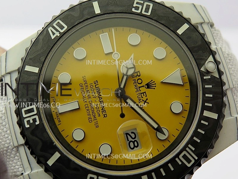 Submariner DIW White Carbon PPMF Best Edition Yellow Dial On White Nylon Strap SA3135
