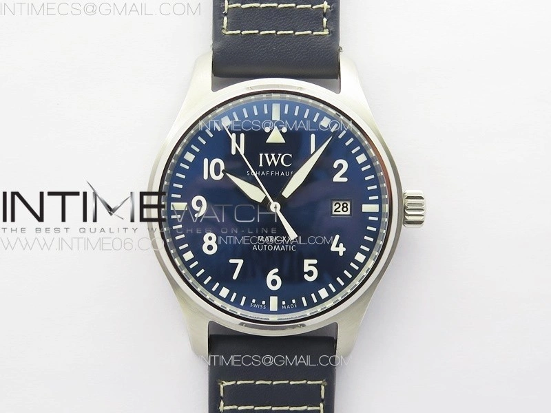Mark XX IW328203 SS M+F 1:1 Best Edition Blue Dial on Blue Leather Strap MIYOTA 9015